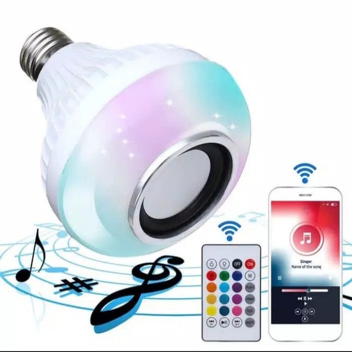 Terlaris!! Bohlam Speaker Musik Bluetooth 2 in 1 - Lampu Speaker LED - Warna Warni