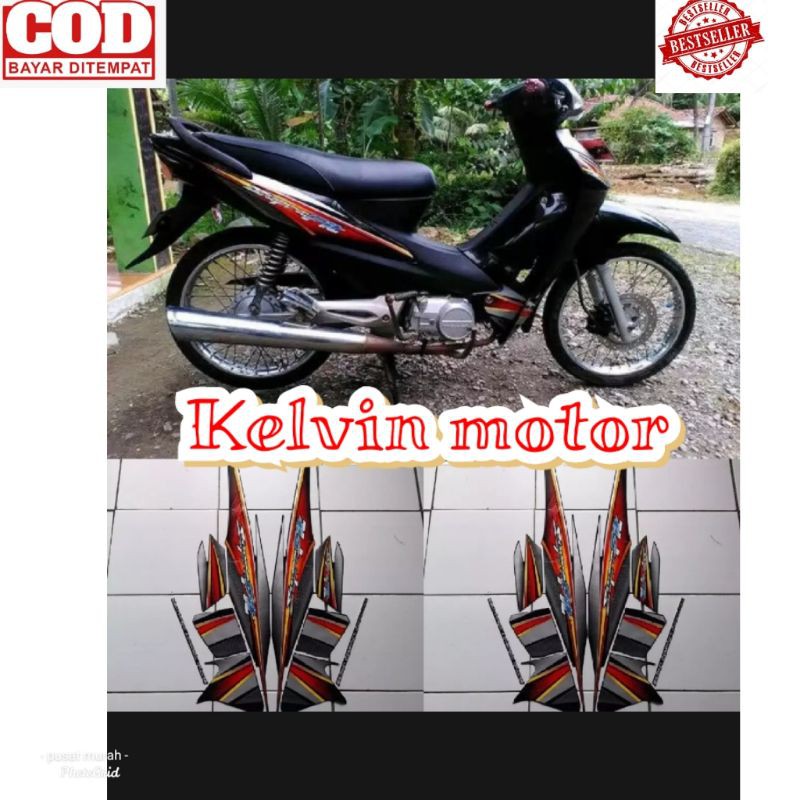 striping Supra Fit New 2006 hitam - stiker body lis motor Supra Fit New