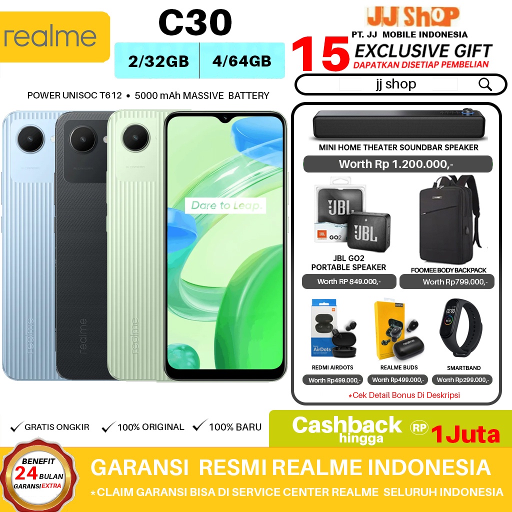 REALME C30s 4/64 GB RAM 4GB ROM 64GB &amp; 3/32 3GB 32GB &amp; C30 2/32 GARANSI RESMI