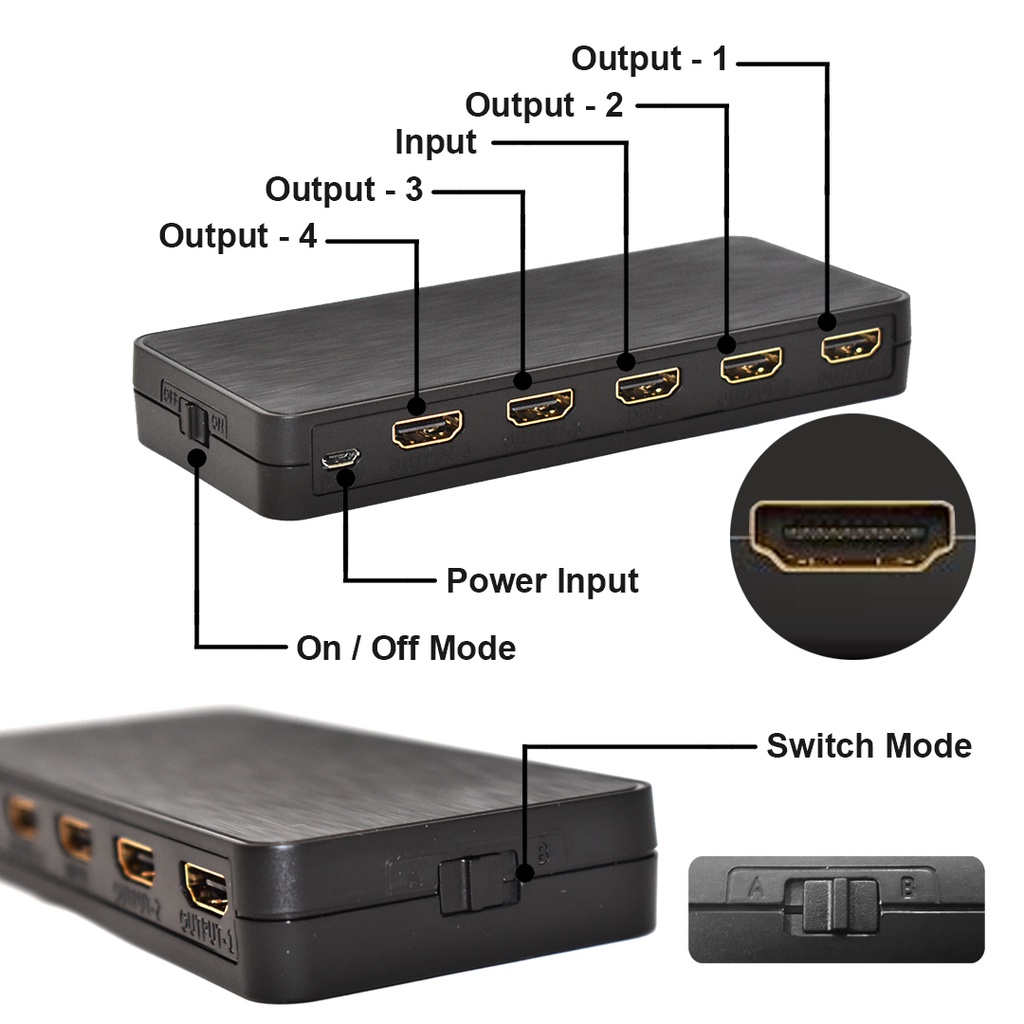 HDMI Splitter 4 Port / 1 Input 4 Output 4K UHD PX HD2-141