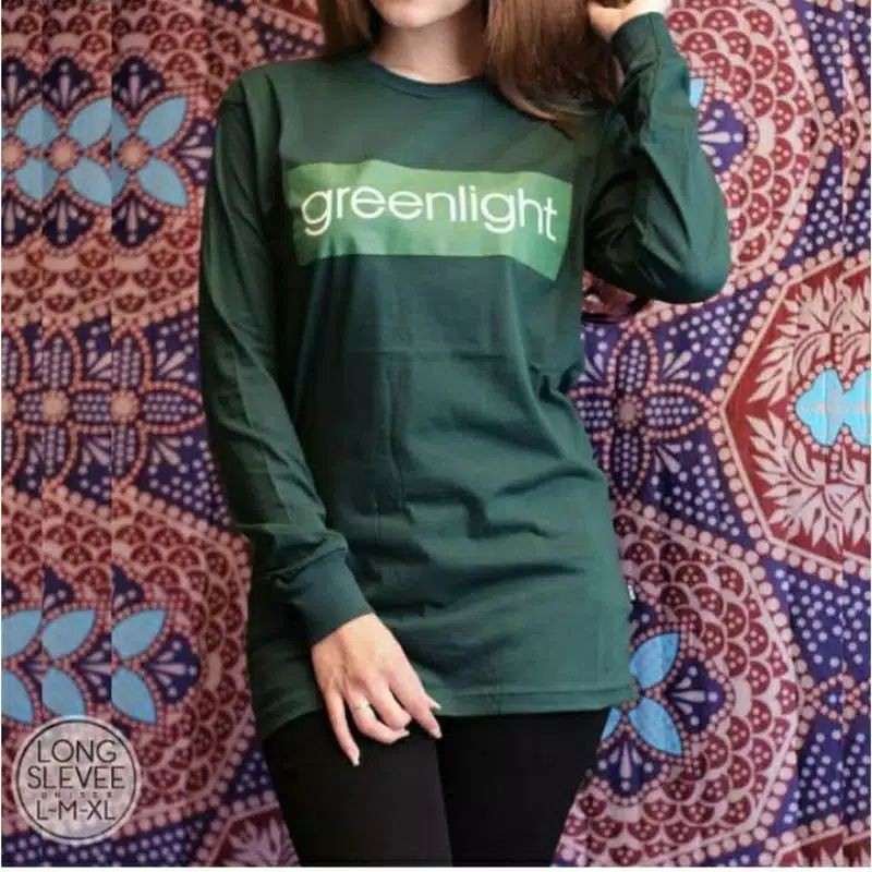 kaos wanita lengan panjang greenlight hijau army