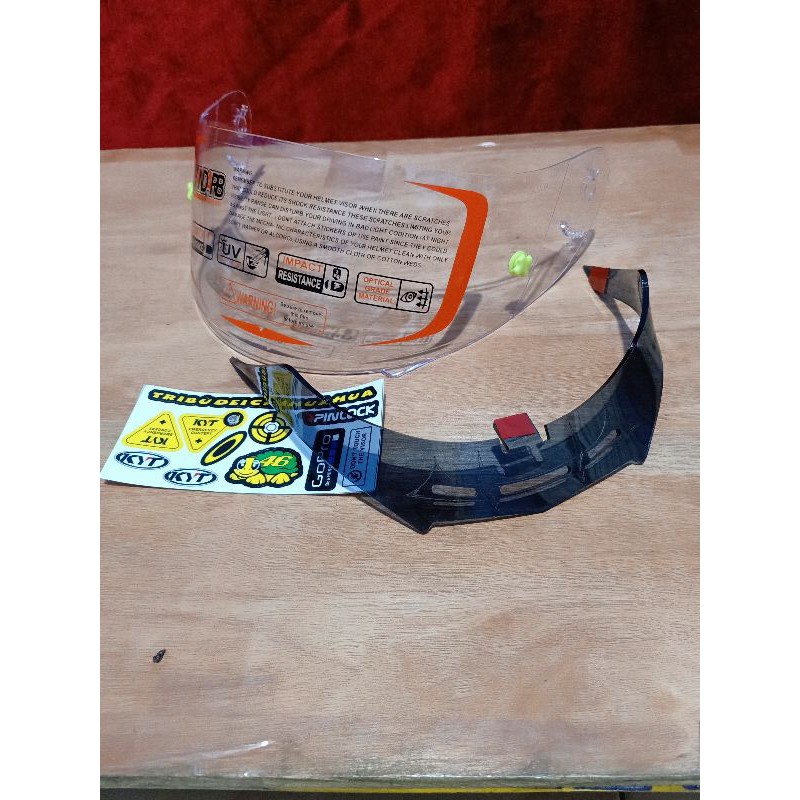 Flat visor KYT rc7 r10 Paket Flat visor +TO Post + Spoiler KYT Rc7 R10 K2R K2RIDER Stiker