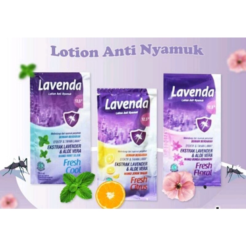 LAVENDA Lotion Anti Nyamuk 8ml 1 Renceng Isi 12 Sachet