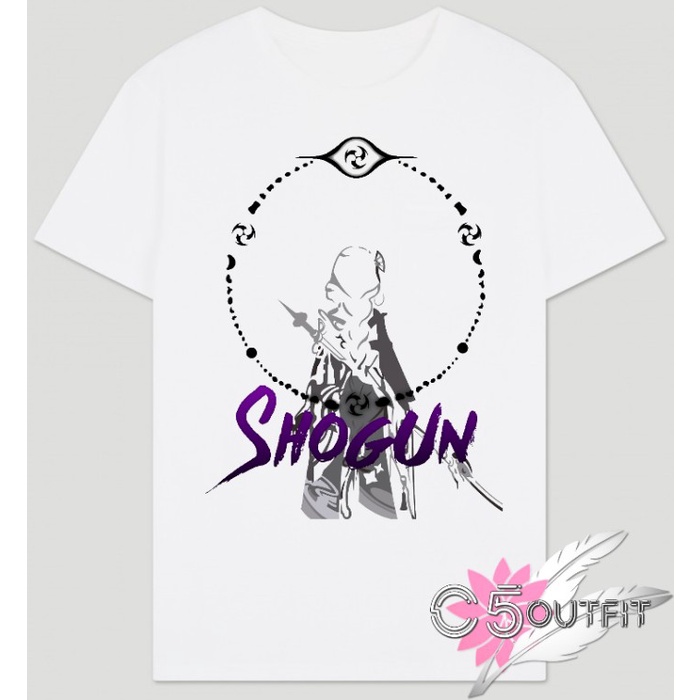 KAOS GENSHIN IMPACT RAIDEN SHOGUN SILHOUETTE INAZUMA ARCHON COMBED 30S - Hitam, XS