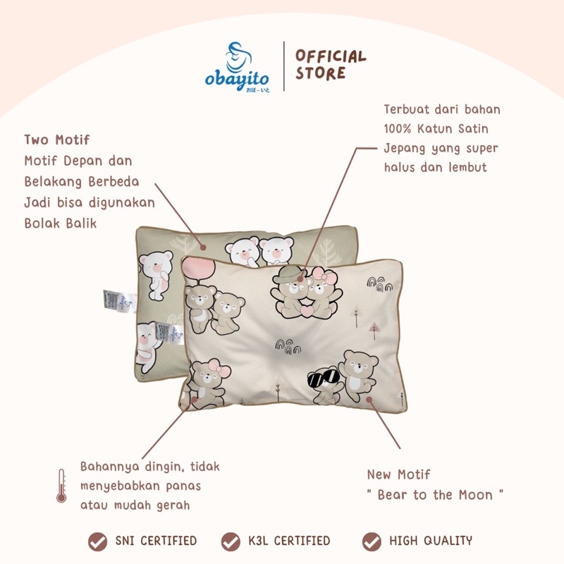 Obayito Bantal Baby Biasa - Bantal Bayi