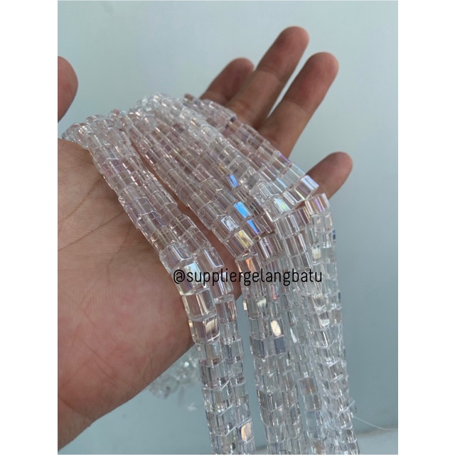 kristal Ceko kotak 6 x 6mm white QUARTZ crystal bening bross PREMIUM