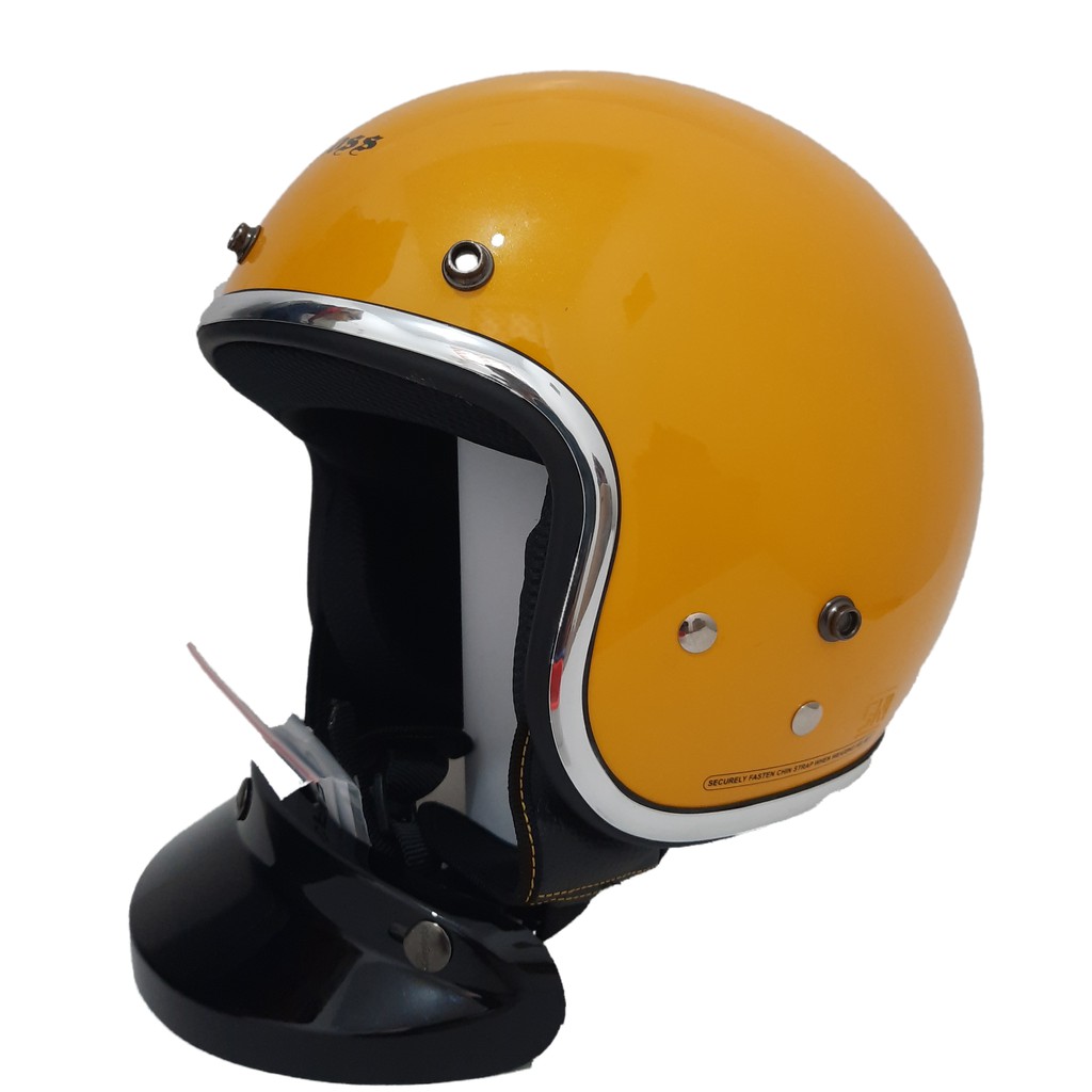 Helm Cargloss Retro Kuning Gloss List Croom