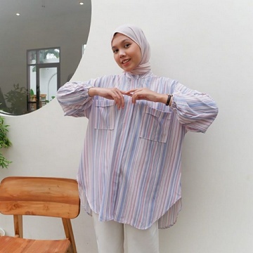 SIERRA CANDY STRIPE TUNIK WANITA MUSLIM | KEMEJA SIERRA POCKET