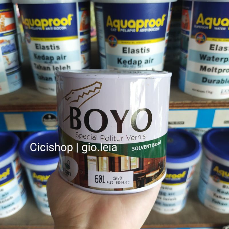 Boyo politur Sawo 601 | plitur kayu, pelitur, cat kayu sawo
