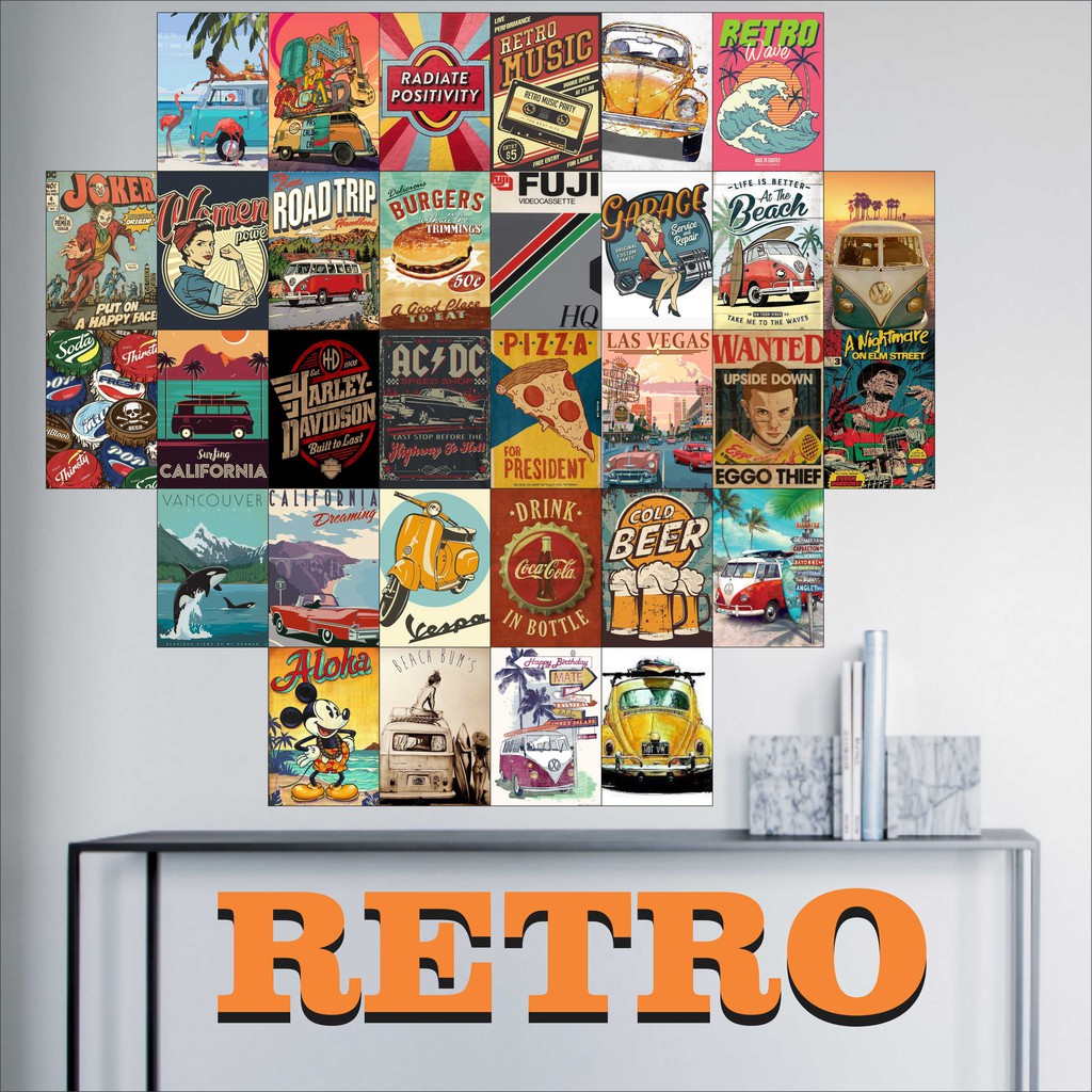 Jual POSTER DINDING AESTHETIC RETRO/POSTER DINDING KAMAR COWOK