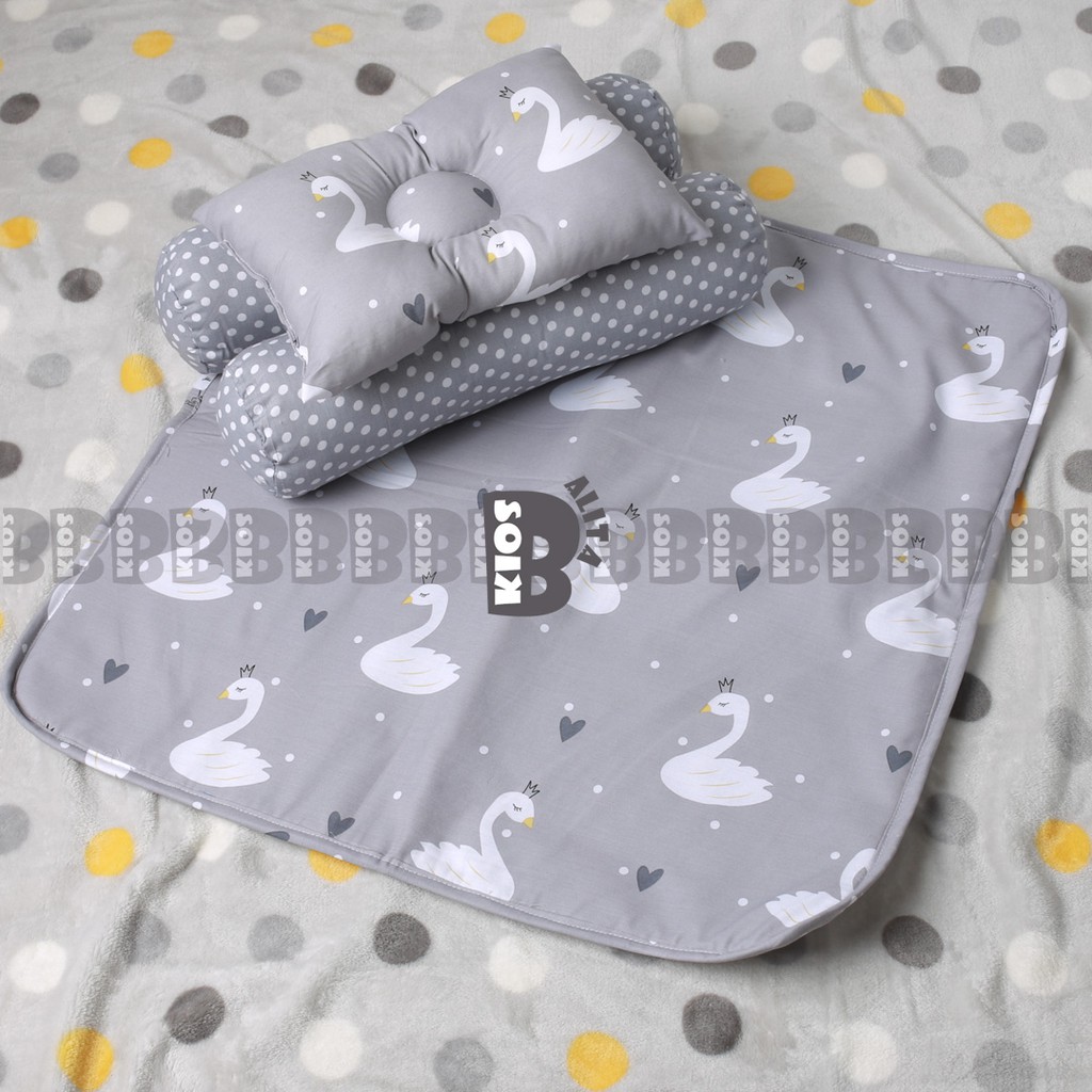 PERLAK SET MATRAS BAYI KASUR BAYI / TEMPAT TIDUR BAYI  GIFT SET BABY NEW BORN MOTIF GRAY SWAN