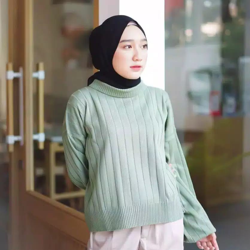 BEFAST - ZEC Sweater RANI / Vibe Knit Turtle Rajut / Sweater Rajut Wanita / Sweater Polos Kekiniaan / Atasan Sweater OOTD Wanita Hits