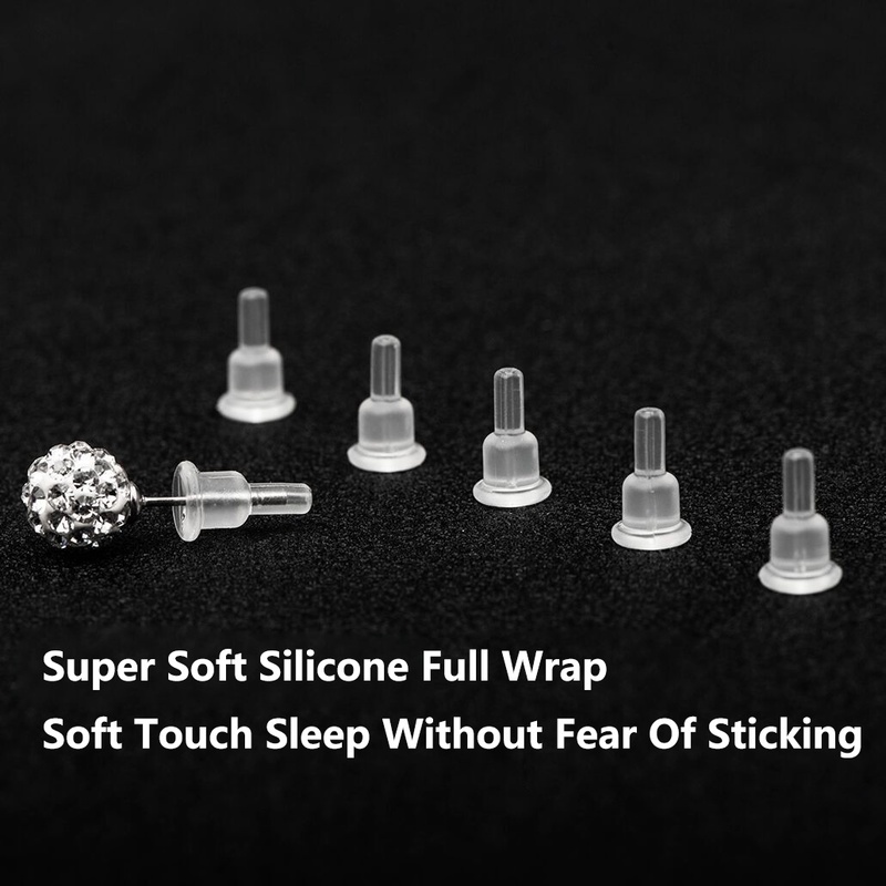 Ear Plug / Sumbat Telinga Bahan Plastik + Karet + Silikon Transparan Anti Alergi Untuk Anting Tusuk
