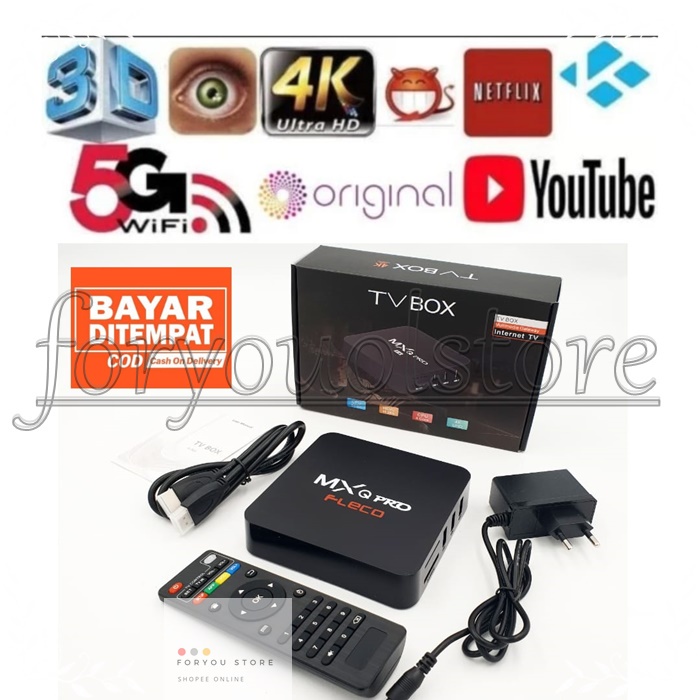 TERLARIS COD (CASH ON DELIVERY) TV BOX Android MXQ-Pro 4K Smart TV Media Player/ Smart TV Box/ LAN TV Box Android