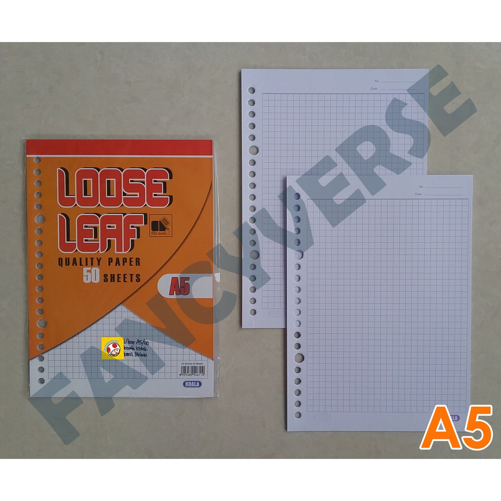 Loose Leaf Binder A5 Isi 50 Lembar Kotak Kecil Strimin / Kertas Binder
