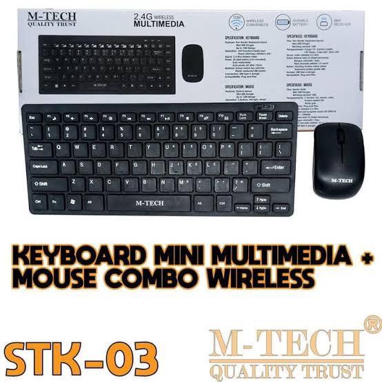 M-Tech STK-03 Wireless Mini Keyboard Mouse -- FREE Silicon - Mousepad