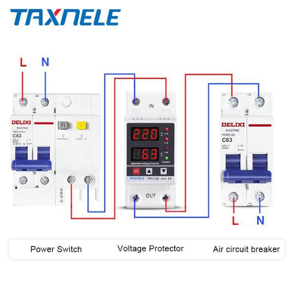 Din Rail Digital Over Under Voltage Current Protection 63A 230V