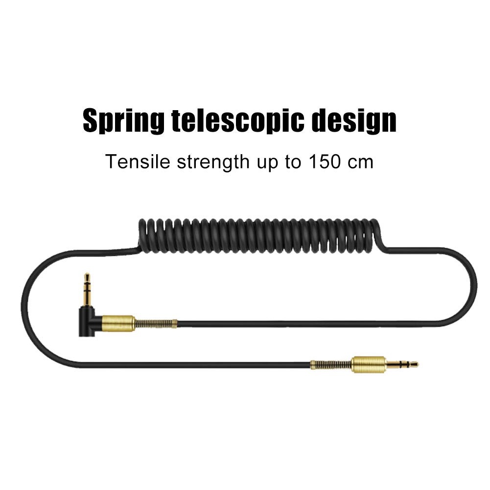 Jek 3.5mm Male to 3.5mm Male AUX Audio HP ke Ampli Sterio Stereo Taffware Kabel Audio AUX 3.5mm ke 3.5mm Laki Spring L Jack 1.5m 3.5mm Male AUX Straight Spring Cable Audio Adapter Cord for Car Speaker Phone Audio