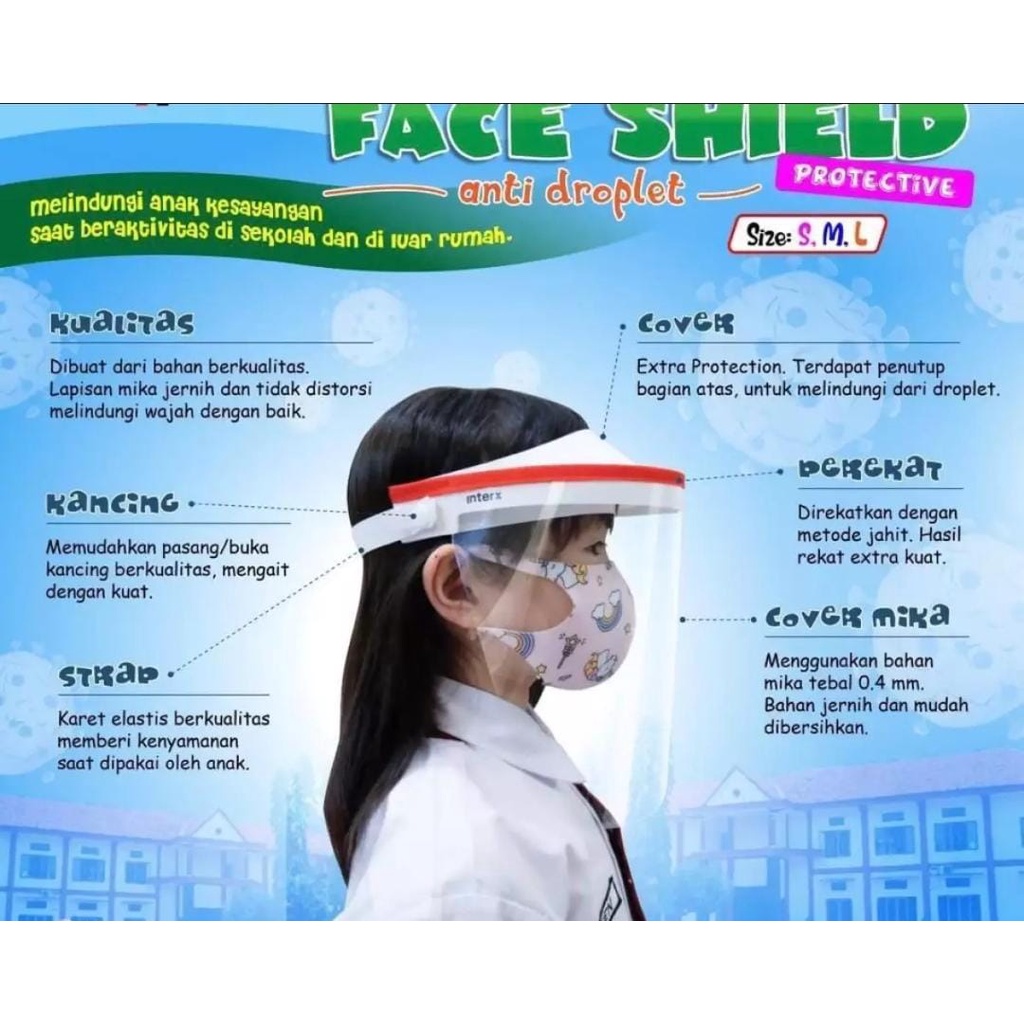 Face Shield Premium Anak SD Dengan Mika Lebih Tebal Dari Pasaran