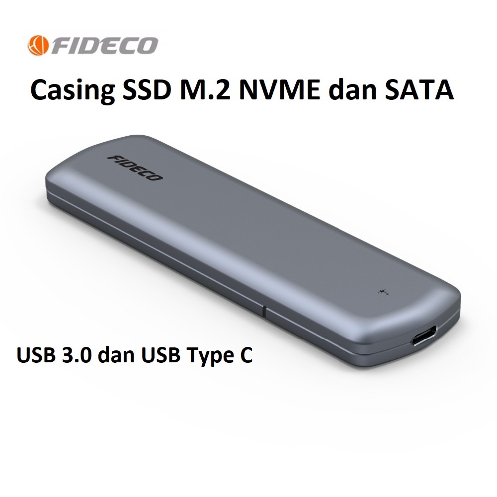 Casing SSD M2 NVME SATA USB3.0 USB Type C High Speed Tool Free FIDECO M204CPS