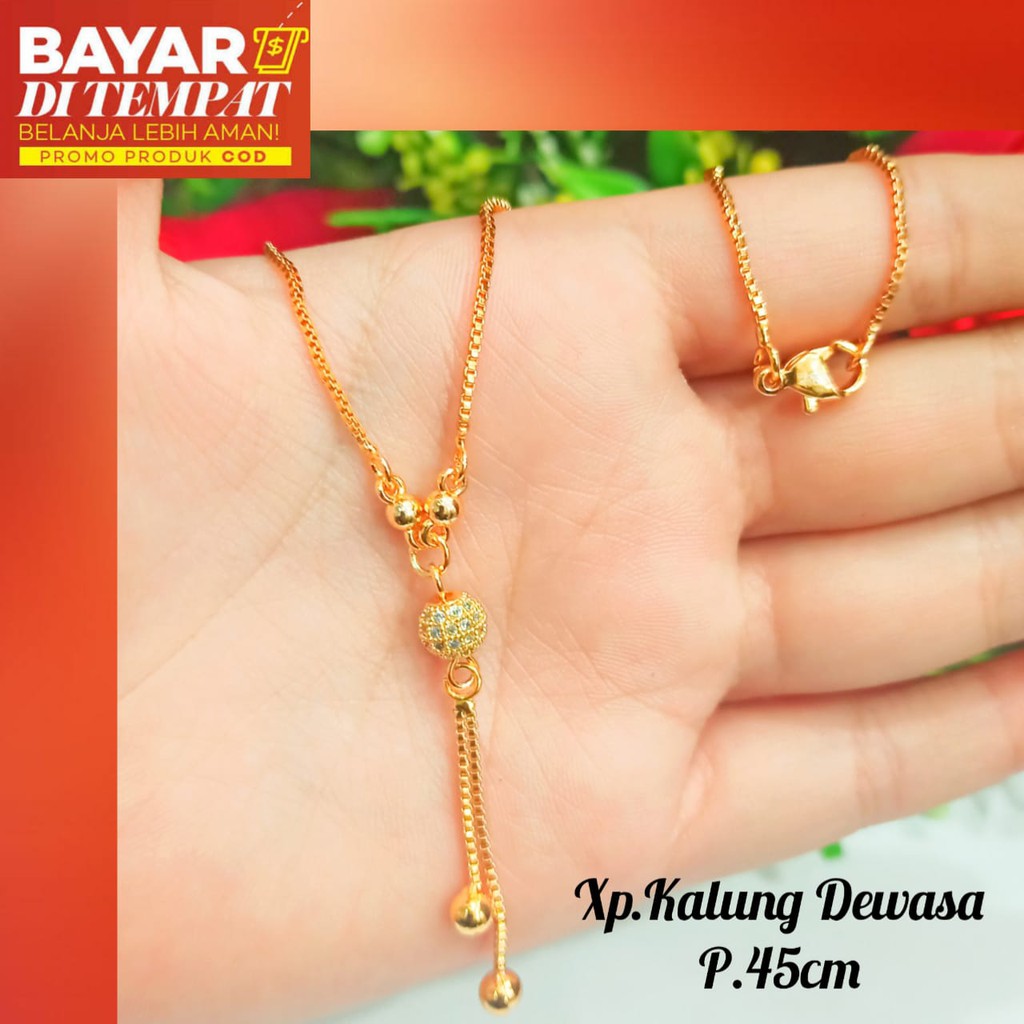 Kalung koye Dewasa motif permata zircon simple elegan,emas Korea tidak karat