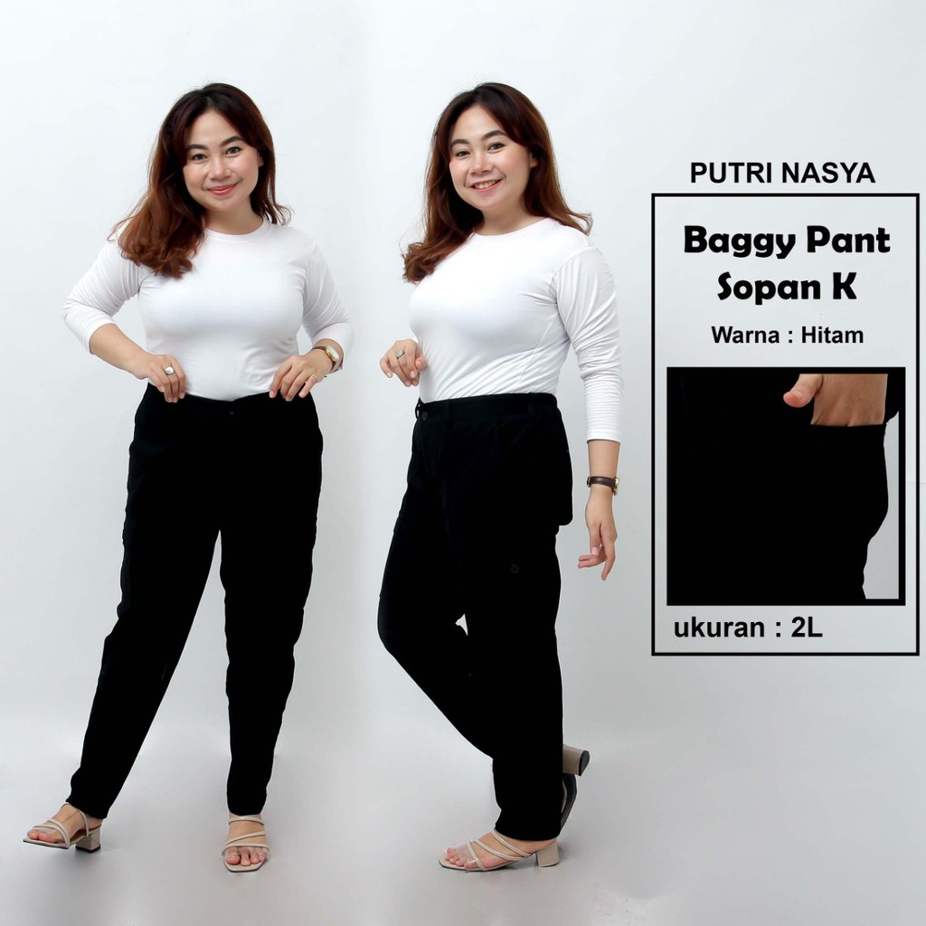 Putri Nasya - Celana Big Size Panjang Ukuran 8L,6L,5L,4L,2L,XL, All Size Warna Cream Moca Capucino Abu Tua Muda Hitam