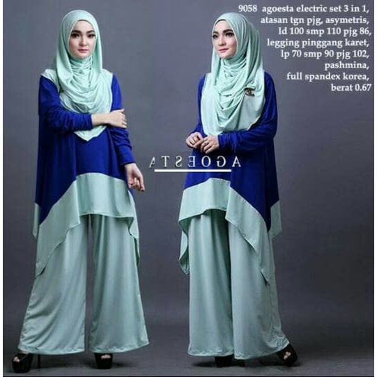 Baju muslim wanita /gamis/Agoesta set 3 in 1/hijab perempuan