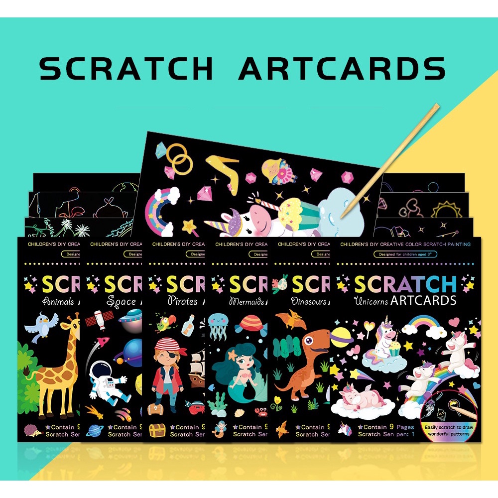 

MAINAN EDUKASI SCRATCH ART CARD PAPER isi 9 PCS / PACK