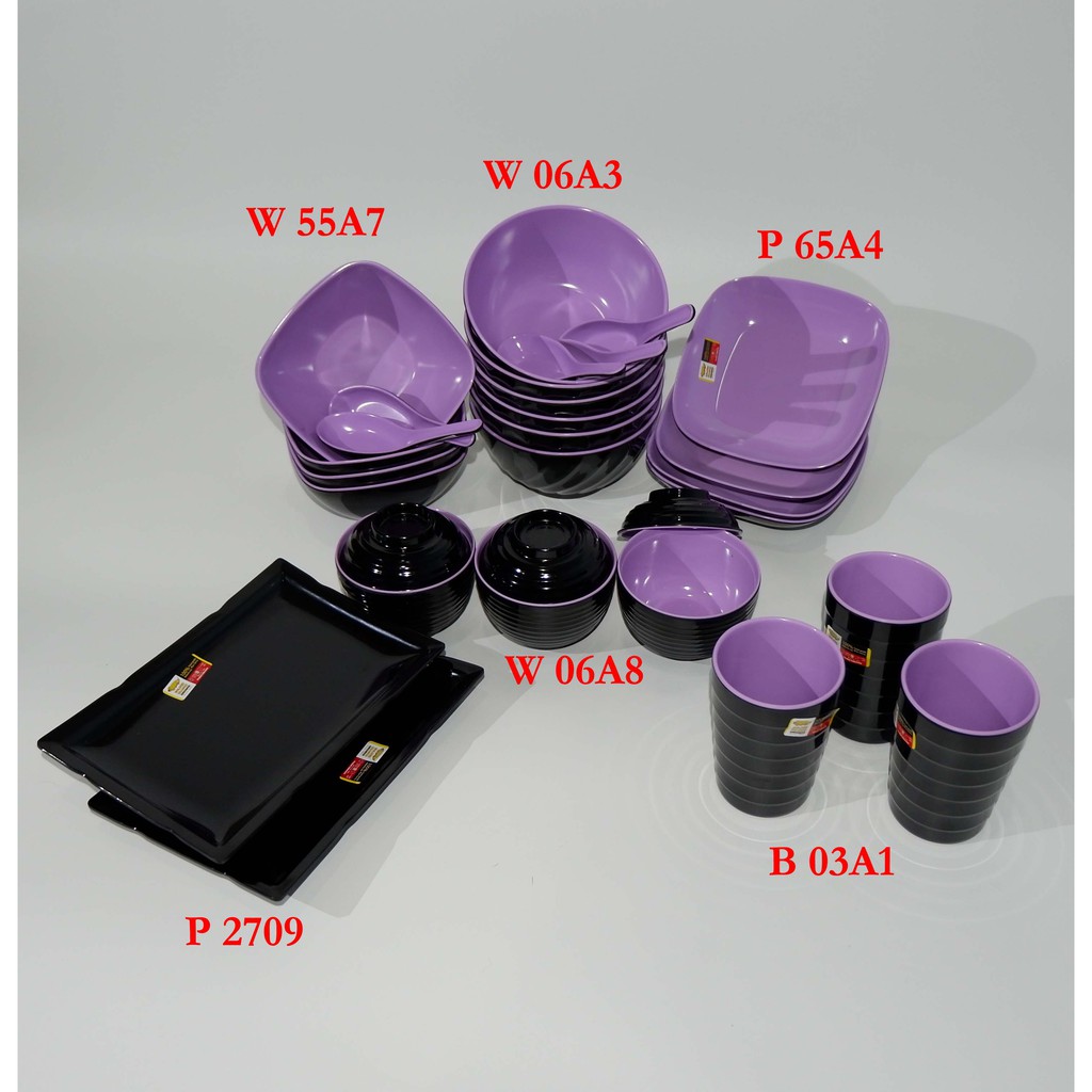 Gelas Piring Mangkuk Melamin Golden Dragon Ungu | Shopee