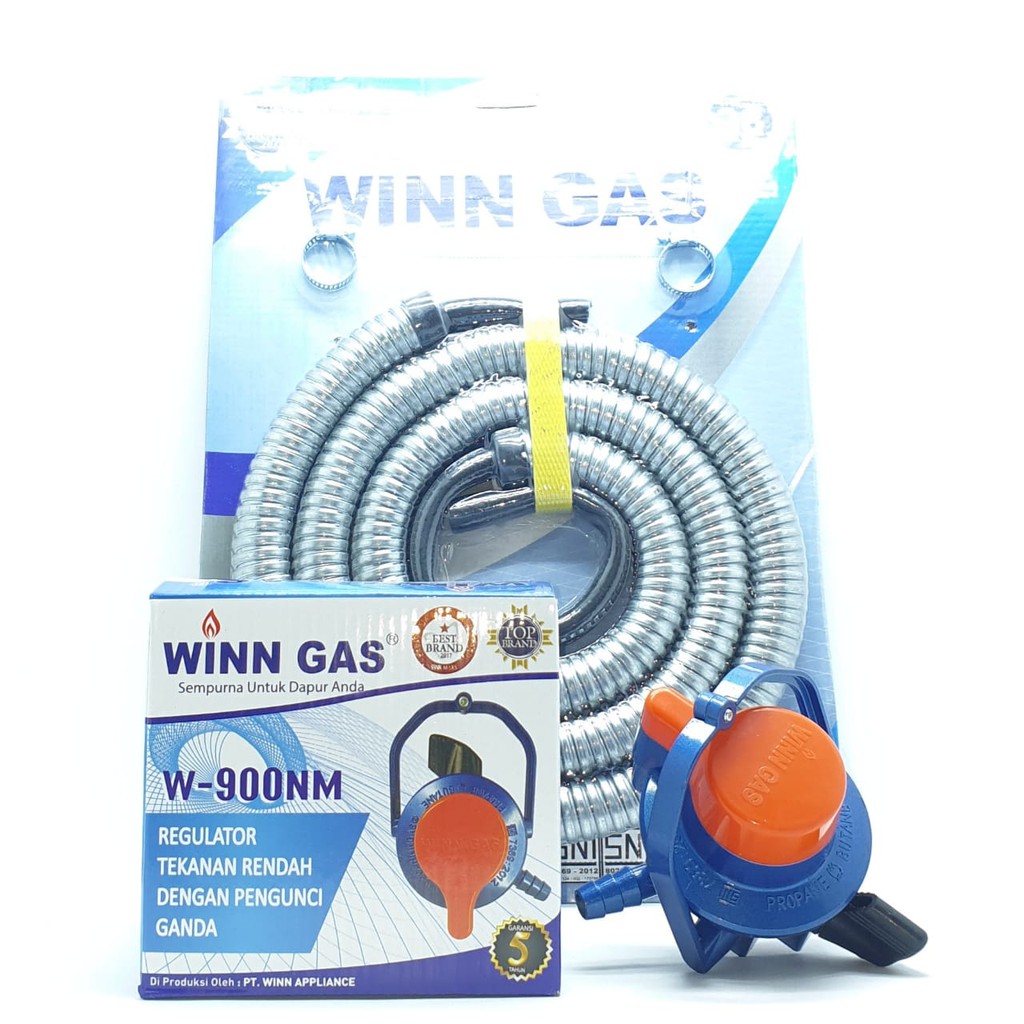 SET Winn Gas W-900NM Tanpa Meter + Selang Gas FLEXY 1,8 Mtr / Selang FLEXY Regulator Kompor Gas Elpi