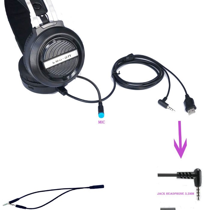 HEADSET - HF - HANDSFREE BANDO LOG-ON GAMING G03 PRO LAMPU