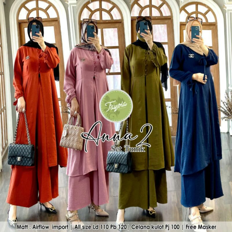 ANNA#2 SET TUNIK SETELAN WANITA MUSLIM BY FAYOLA