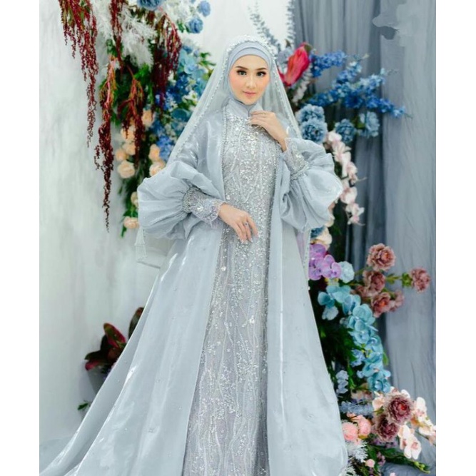 set akad syar'i / set walimah/ gaun pengantin syar'i/ gaun pengantin muslimah