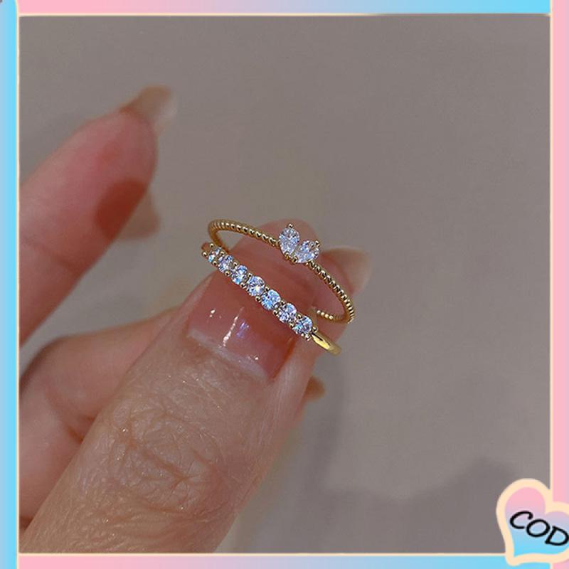 COD❤️ Cincin Jari Telunjuk Cinta Indah Ringan Mewah Kecil Indah untuk Anak Perempuan-A.one