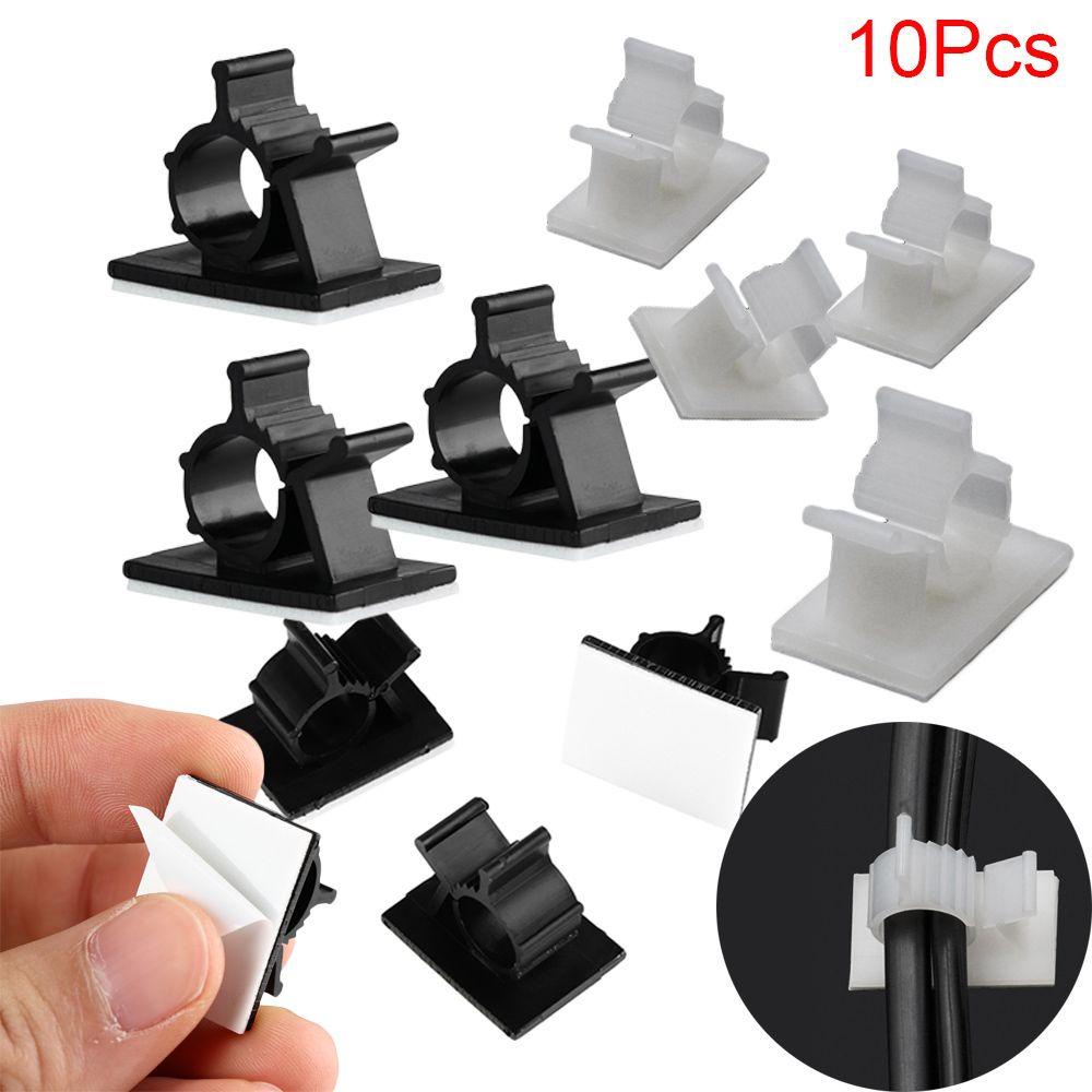 Nanas 10pcs Klip Kabel Firm Self-adhesive Organizer Clamp Pengikat Kawat Manajemen