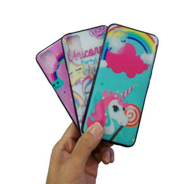 CASE FUZE GLASS UNICORN + IRING LOVE OPPO A1K A52 A92