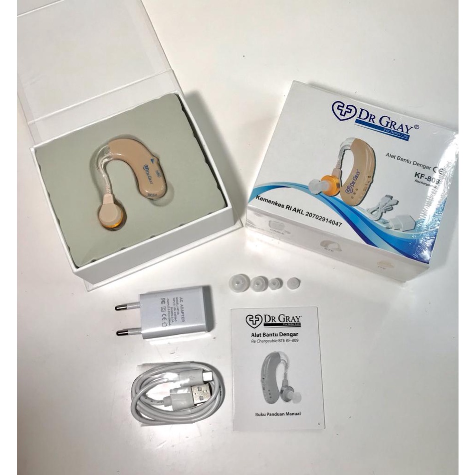 Hearing Aid Recharge Alat Bantu Dengar DR GRAY KF809  BTE Bisa Cas  - KF-809 garansi resmi (Rechargeable)