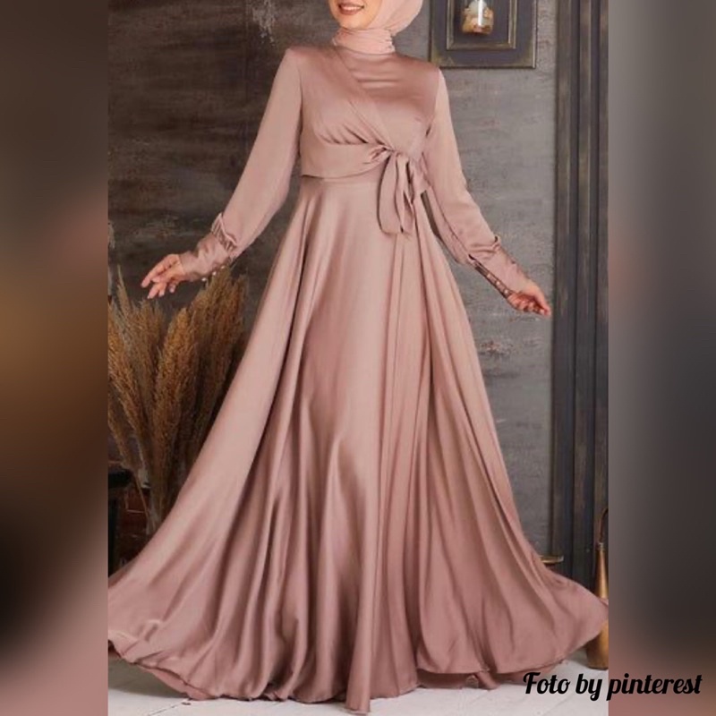 DRESS SATIN MAXMARA/ DRESS SATIN / LONGDRESS SATIN /DRESS MAXMARA ROMPI TALI/ DRESS COUPLE/DRESS SAT