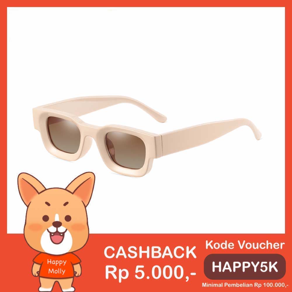 Kacamata UV400 [ Beige Cokelat ] Anti Radiasi - Sunglasses Pria &amp; Wanita Korea - HM8105