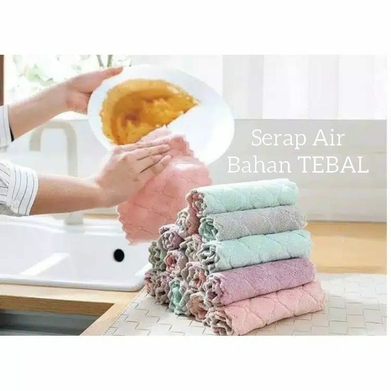 Kain Lap Piring Anti Minyak Bahan Microfiber / Lap Cuci Piring