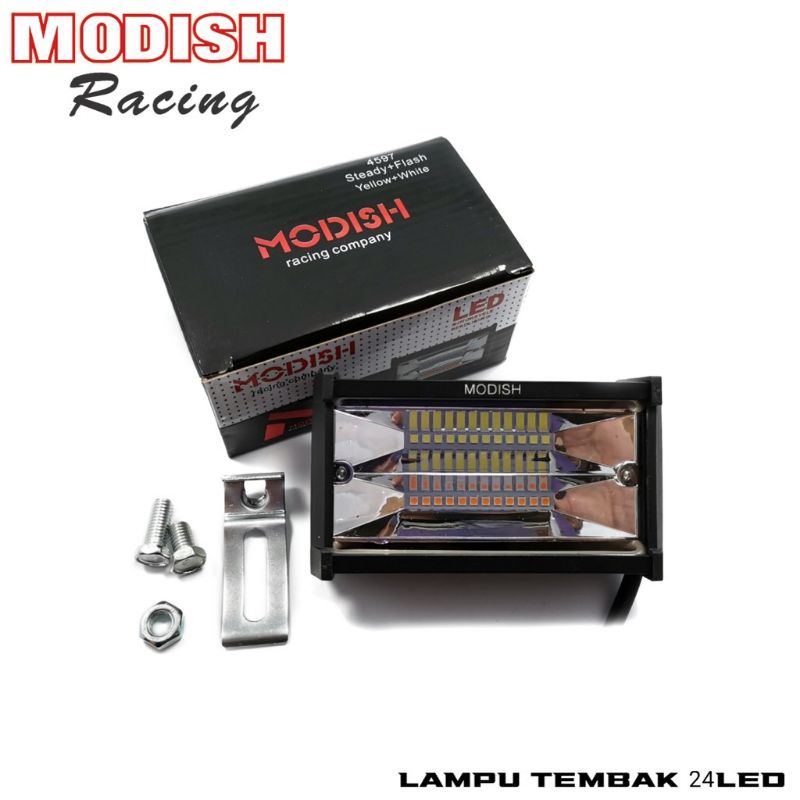 Terbaru Lampu Tembak 24Mata Led mini Cwl 4597 Nyala 2Warna White Yellow Strobo 3mode Motor