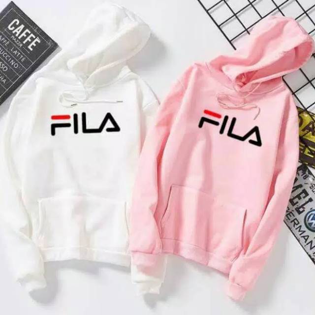 baby pink fila hoodie