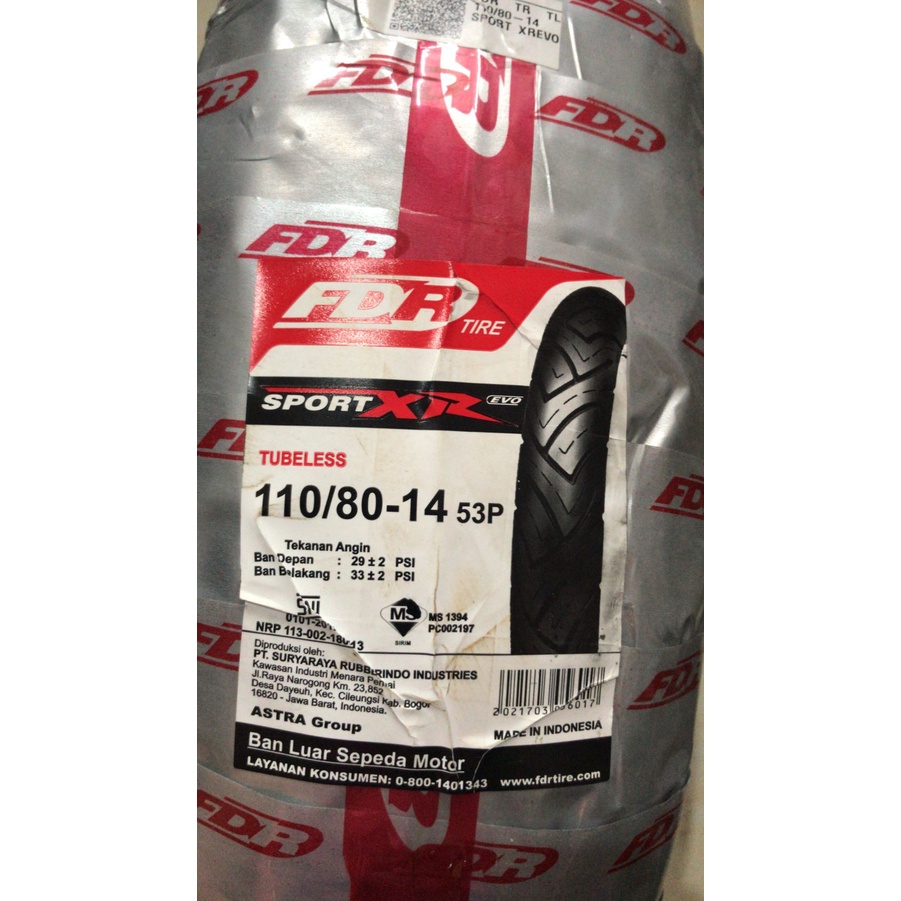 Ban Luar FDR 110 / 80 Ring 14 Sport XR Evo Tubeless