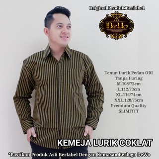 Lurik Coklat Kemeja  Batik  Pria Eksklusif Lengan Panjang 