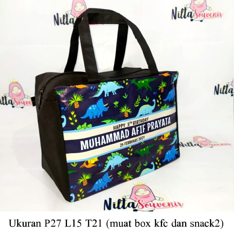 

Tas Souvenir Ulang Tahun Anak Custom Reseleting motif Dinosaurus terbaru
