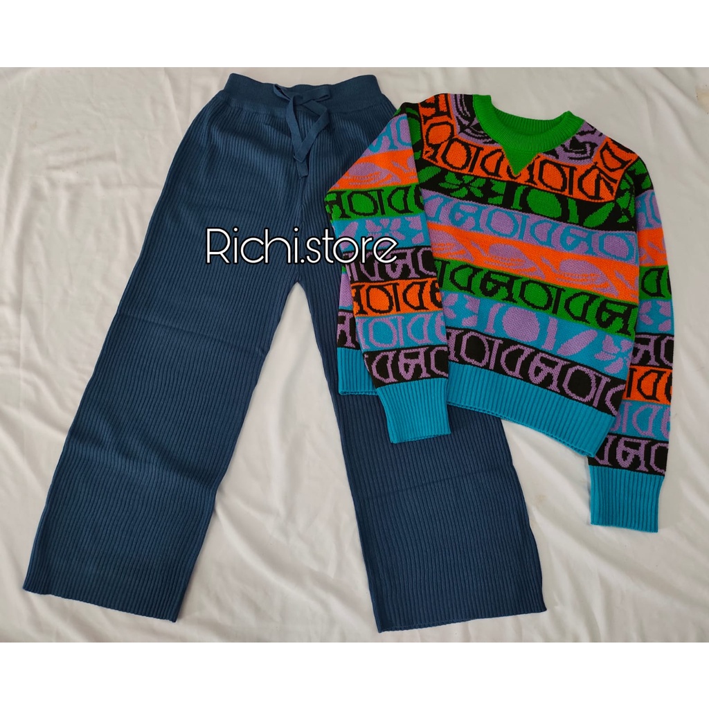 CELANA KULOT RAJUT KOREA TEBAL-Denim