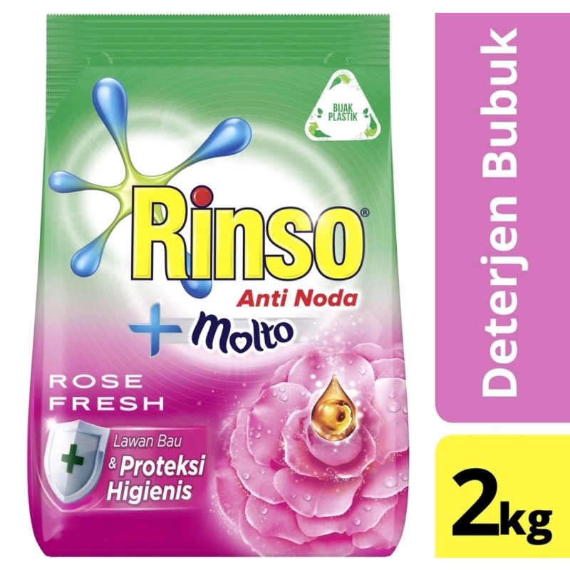 RINSO MOLTO DETERGEN BUBUK ROSE FRESH 2KG/DETERGEN PEWANGI BUBUK