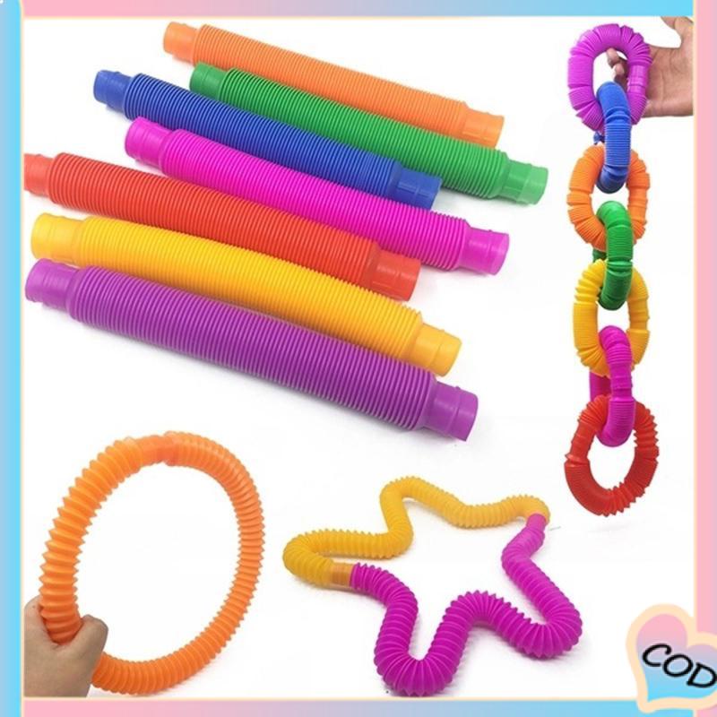 COD❤️Mainan Fidget Tabung Pop it Teleskopik Bahan Plastik Corrugated Warna-Warni Untuk Anak Tabung Mainan Pendidikan-A.one