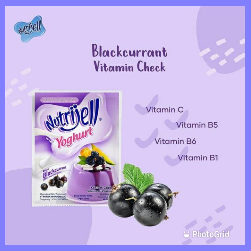 Nutrijell Yoghurt Powder 35gr rasa Blackcurrent