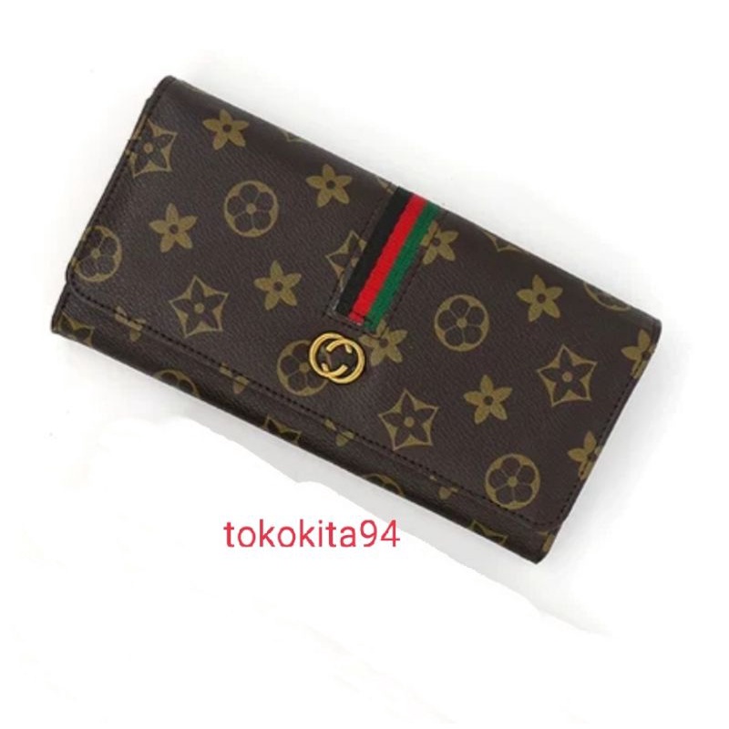 Dompet Wanita Import Panjang Mahkota Satuan - Dompet Import Panjang Multifungsi 1Pcs - Dompet Wallet Card Panjang Satuan